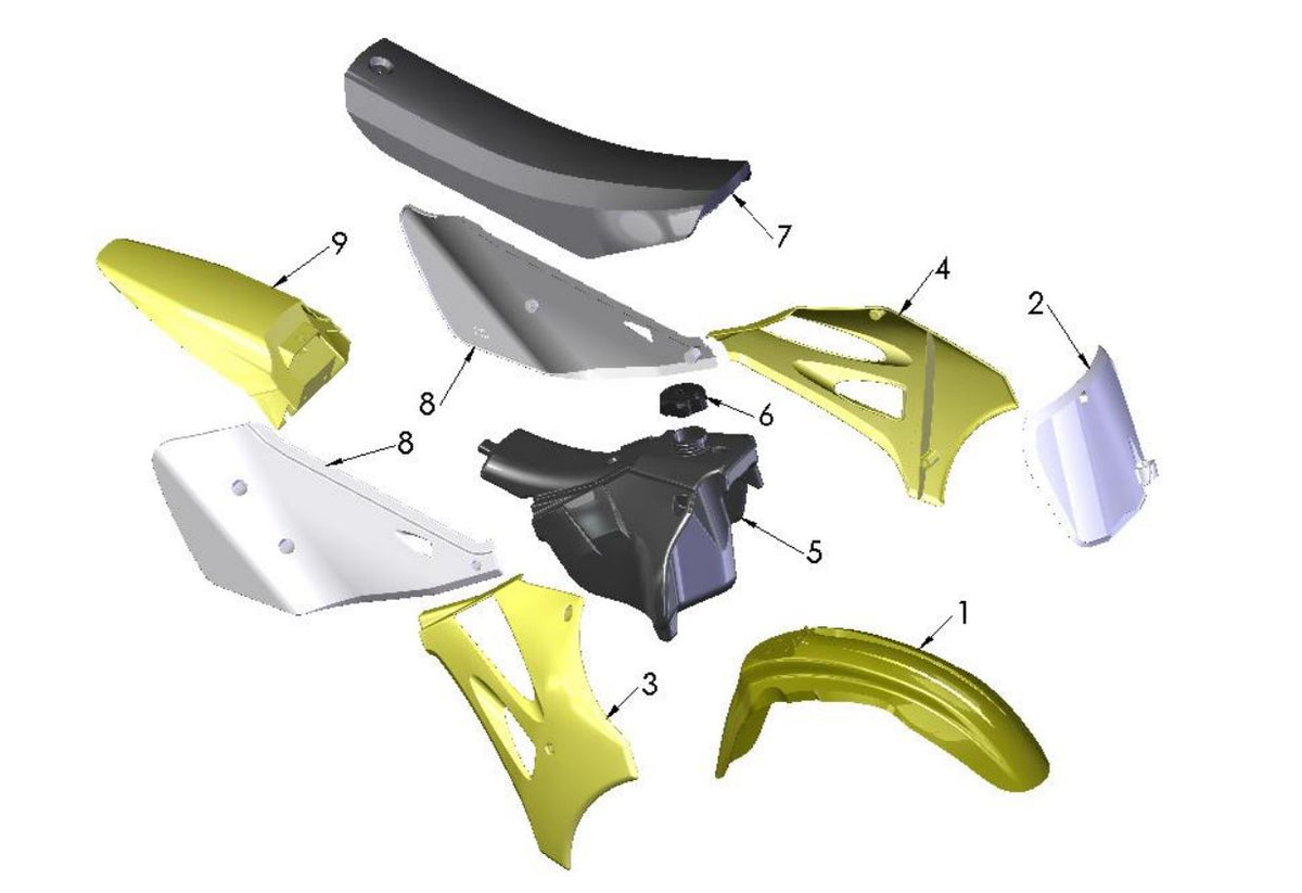 FLO. BODYWORK KIT - 2019 - CX65 - FLO YELLOW