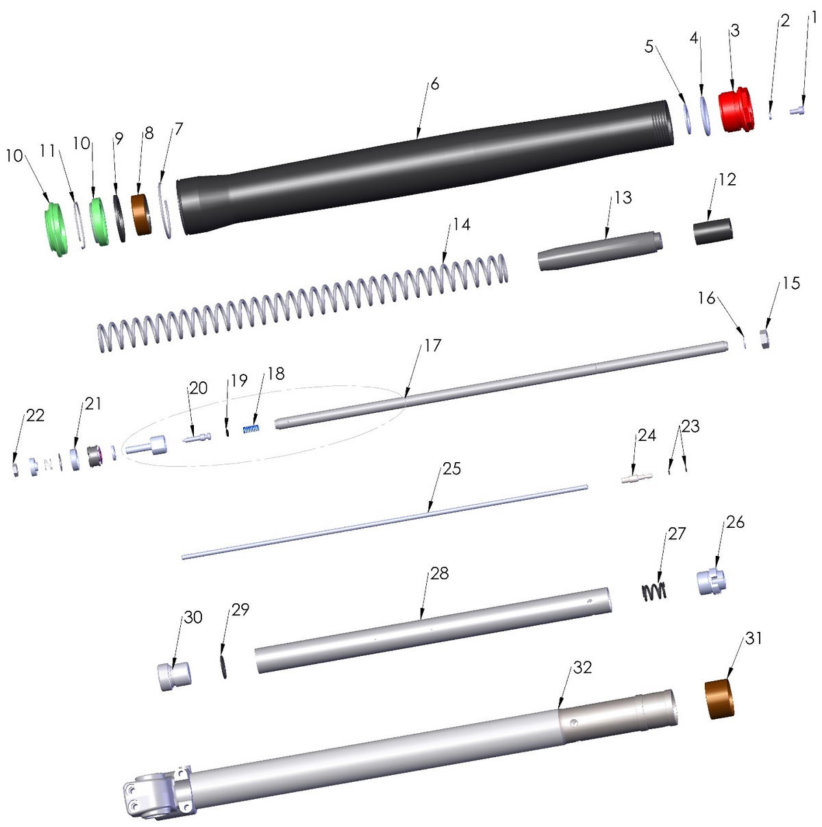 FORK LOWER COMPLETE NON-BRAKE SIDE - HOLLOW AXLE