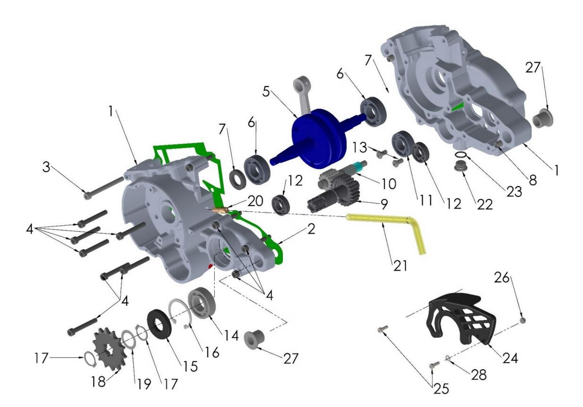 ENGINE CASE SET FOR CS ONLY- 2024 - W BEARINGS AND SEALS
