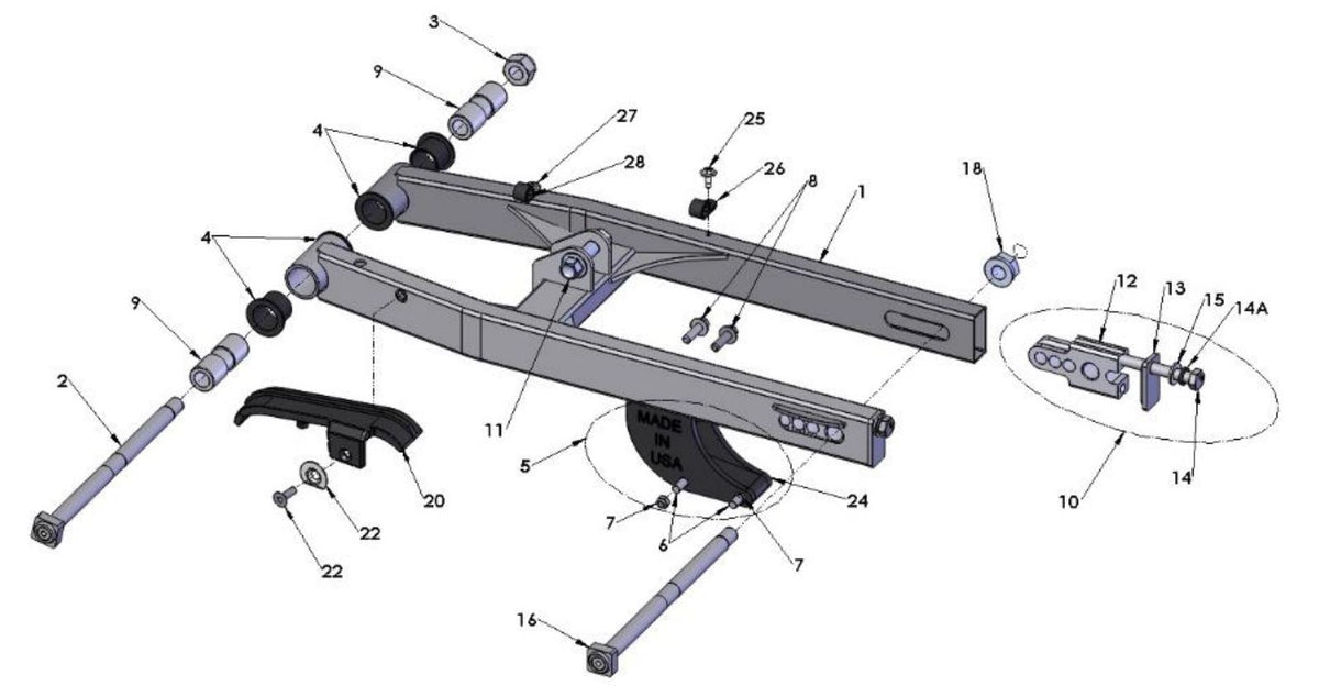 SWINGARM WELDED ASSY- BLACK - 2017 KING